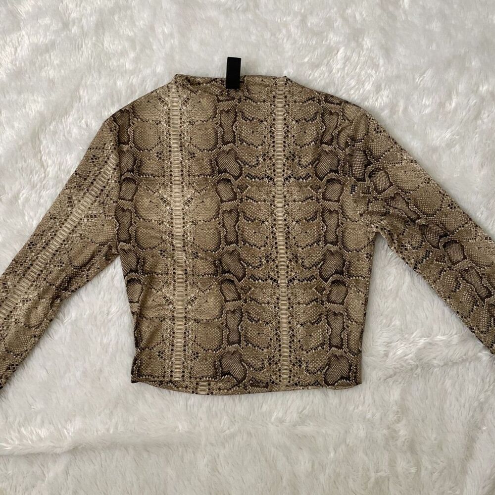 Windsor Snake Print Mesh Top Womens Small Long Sleeve Stretch Y2K Mock Neck